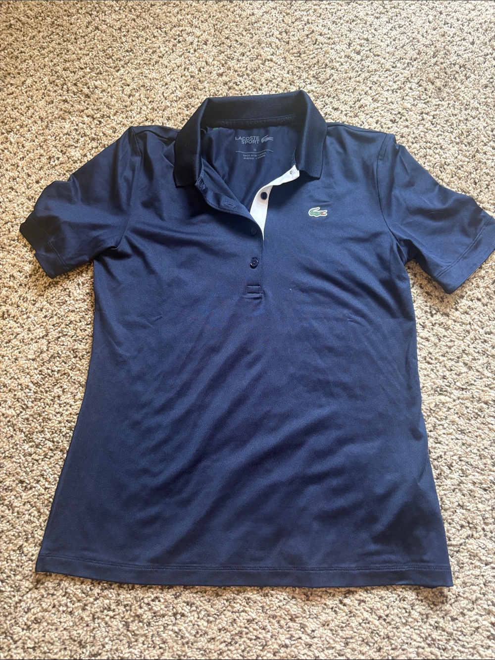 Lacoste Dark Blue Polo with Green Crocodile Emblem